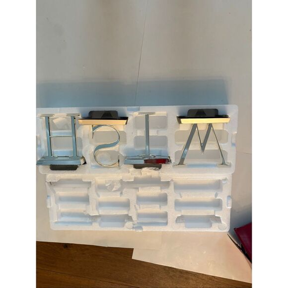 NIB Pottery Barn Christmas Stocking Holders WISH Silver - Picture 4 of 6